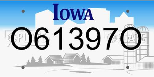 O61397O Iowa License Plate
