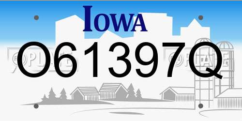 O61397Q Iowa License Plate