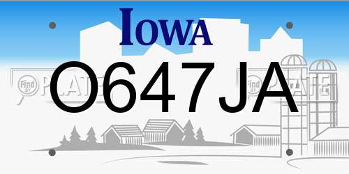 O647JA Iowa License Plate