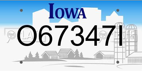 O67347I Iowa License Plate