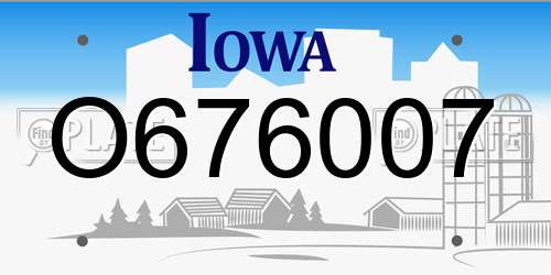 O676007 Iowa License Plate