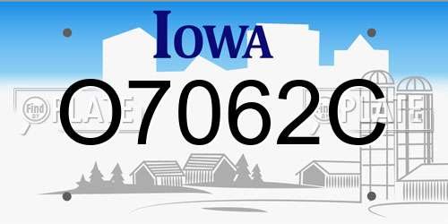 O7062C Iowa License Plate