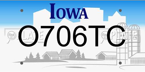 O706TC Iowa License Plate