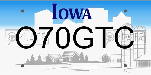 O70GTC Iowa License Plate