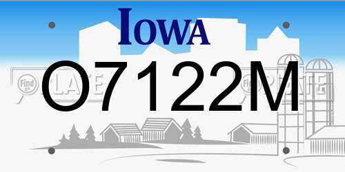 O7122M Iowa License Plate
