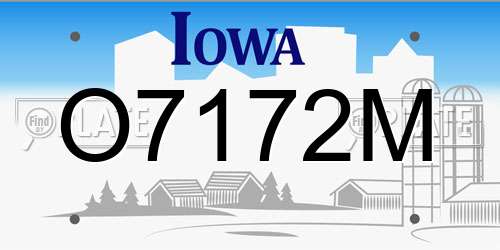 O7172M Iowa License Plate