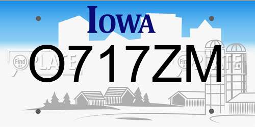O717ZM Iowa License Plate