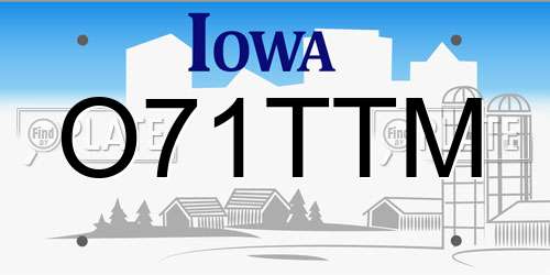 O71TTM Iowa License Plate
