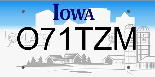 O71TZM Iowa License Plate