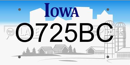 O725BC Iowa License Plate