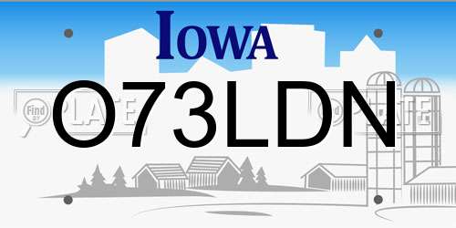 O73LDN Iowa License Plate
