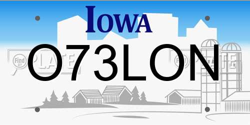 O73LON Iowa License Plate