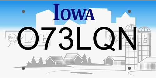 O73LQN Iowa License Plate