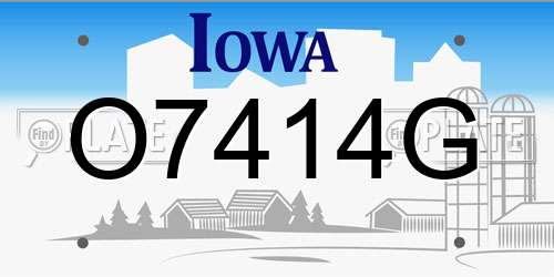 O7414G Iowa License Plate
