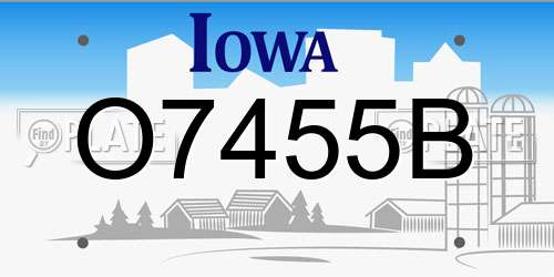 O7455B Iowa License Plate