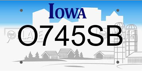 O745SB Iowa License Plate