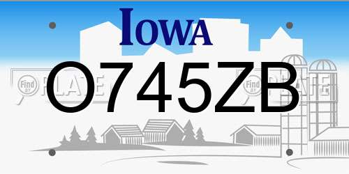 O745ZB Iowa License Plate