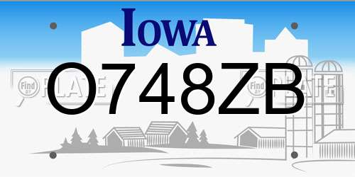 O748ZB Iowa License Plate