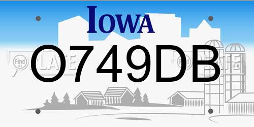 O749DB Iowa License Plate