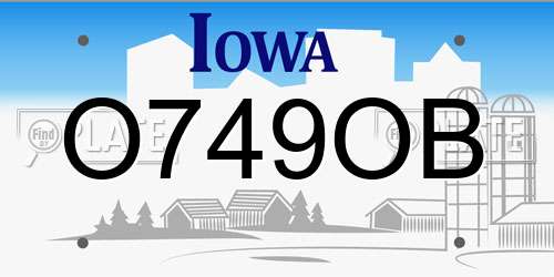O749OB Iowa License Plate