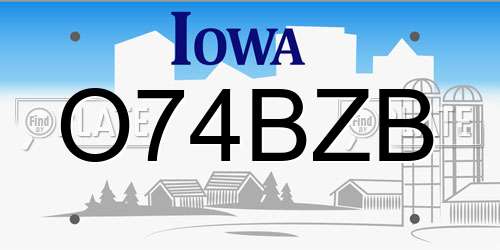 O74BZB Iowa License Plate