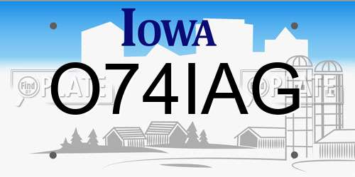 O74IAG Iowa License Plate