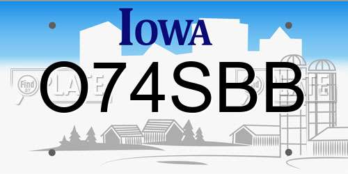O74SBB Iowa License Plate