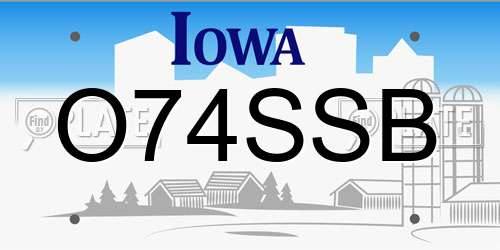 O74SSB Iowa License Plate