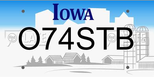 O74STB Iowa License Plate