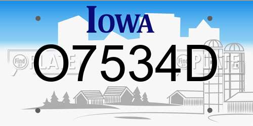 O7534D Iowa License Plate