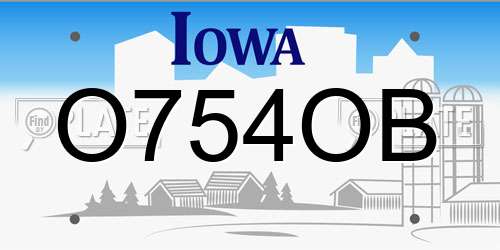 O754OB Iowa License Plate
