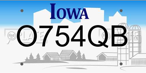 O754QB Iowa License Plate