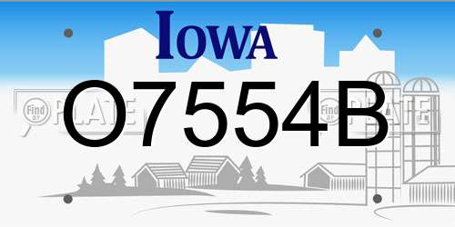 O7554B Iowa License Plate