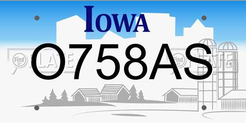 O758AS Iowa License Plate