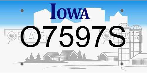 O7597S Iowa License Plate