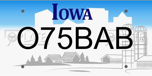 O75BAB Iowa License Plate