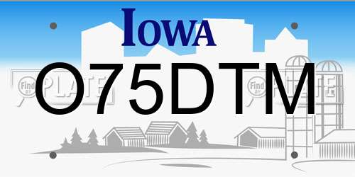 O75DTM Iowa License Plate