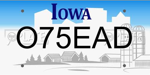 O75EAD Iowa License Plate