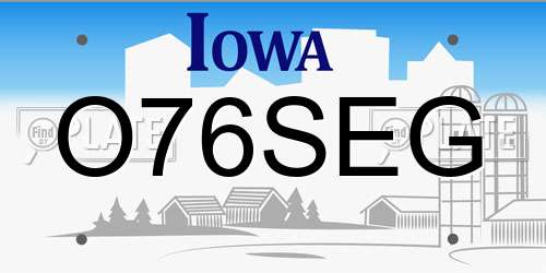 O76SEG Iowa License Plate