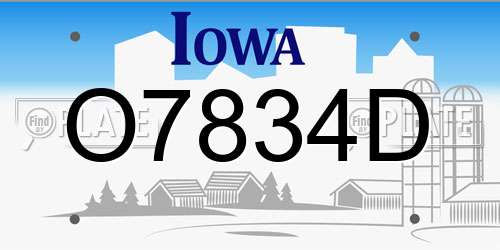 O7834D Iowa License Plate