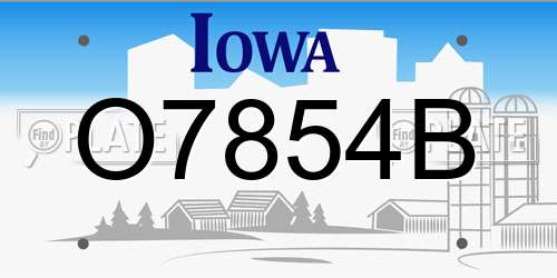 O7854B Iowa License Plate