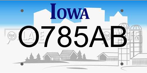 O785AB Iowa License Plate