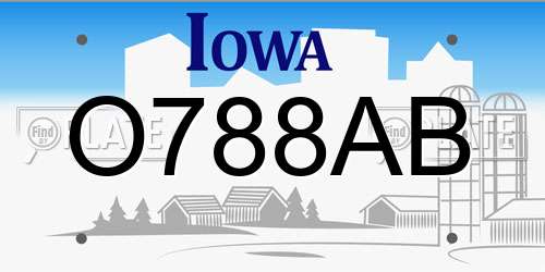 O788AB Iowa License Plate
