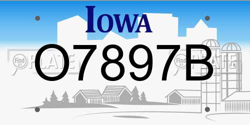 O7897B Iowa License Plate