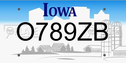 O789ZB Iowa License Plate