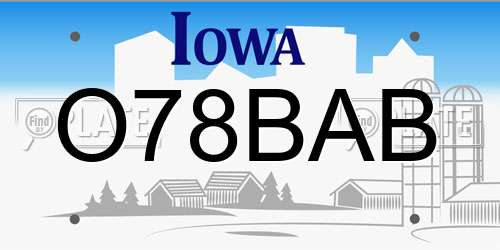 O78BAB Iowa License Plate