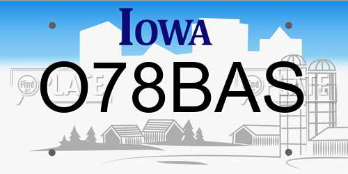 O78BAS Iowa License Plate