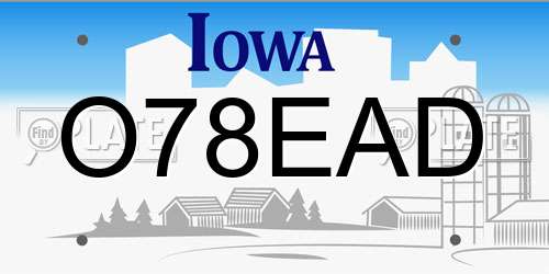 O78EAD Iowa License Plate