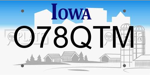 O78QTM Iowa License Plate