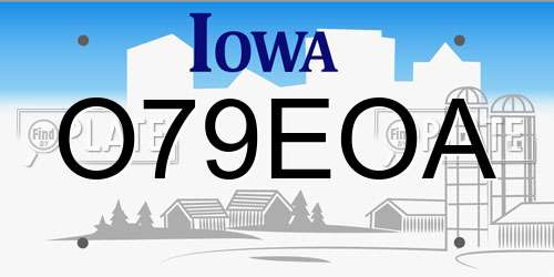 O79EOA Iowa License Plate